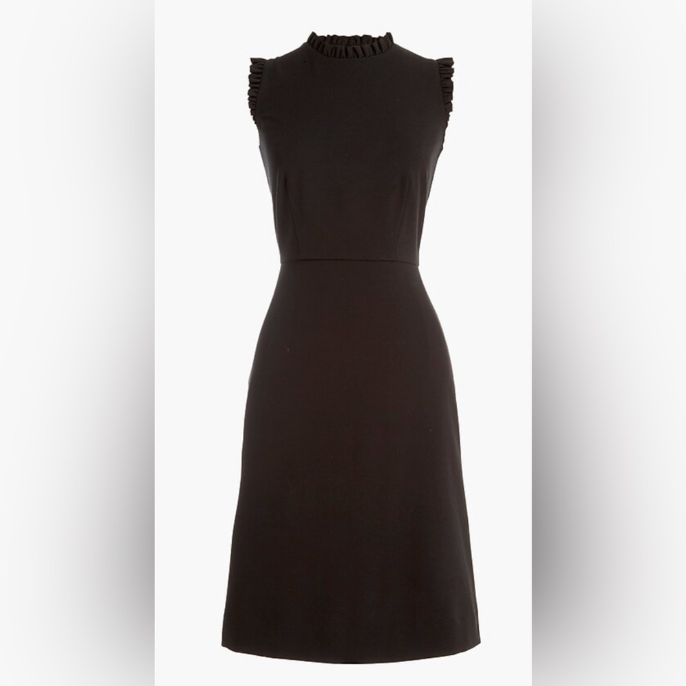 Jcrew Ruffleneck Sheath Dress in Black. Size 6